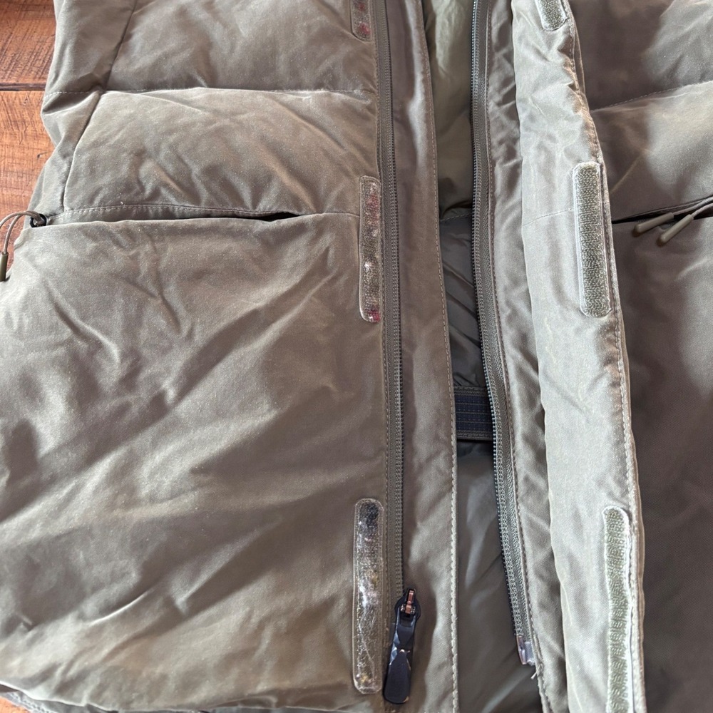 The North Face Womens Heavenly Down Jacket Burnt Olive Green Hooded Warm Small - Picture 15 of 16